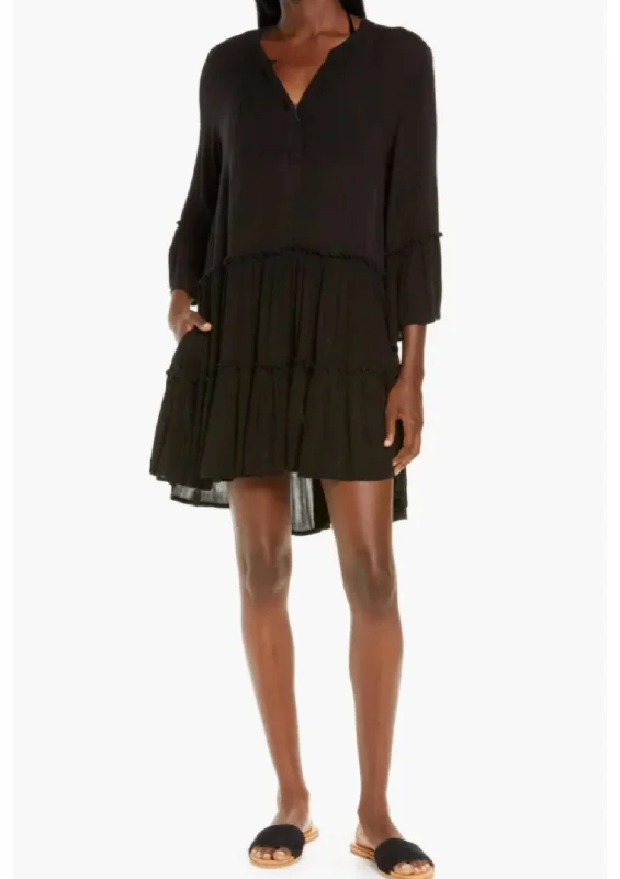 V-Neck Cover-Up Dress In Black