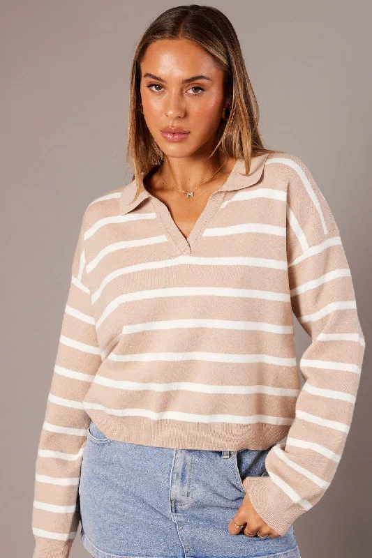 beige-stripe-knit-top-long-sleeve-collar-kn1956-40r-1 beige-stripe-knit-top-long-sleeve-collar-kn1956-40r-1