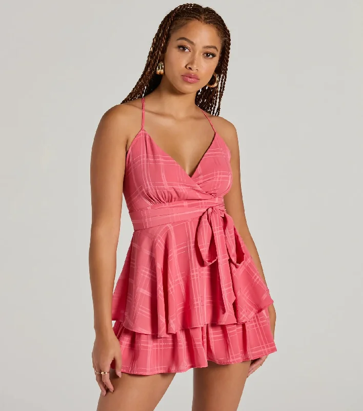 Meant To Be Surplice V-Neck Strappy Chiffon Romper
