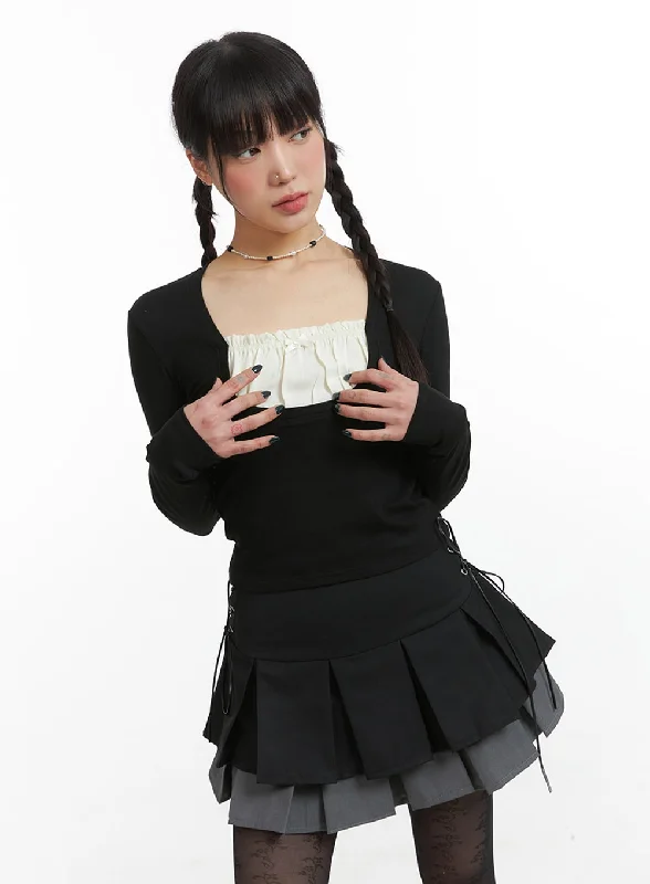 solid-ruffle-hem-long-sleeve-crop-top-ij411